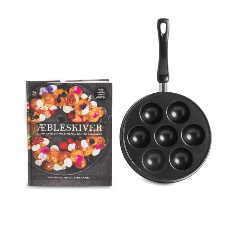 Aebleskiver Cookbook and Danish Ebelskiver Pan Set