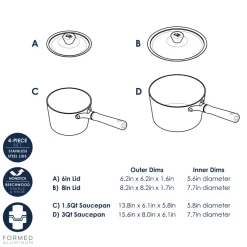 Cardamom® Cookware 4 Piece Saucepan Set