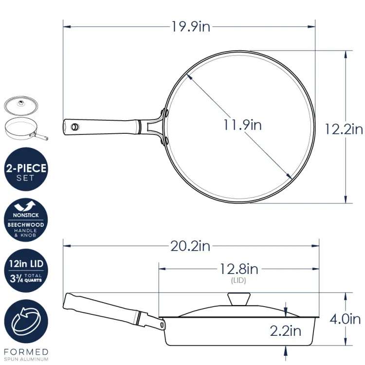 Cardamom® 12" Nonstick Frying Pan with Lid