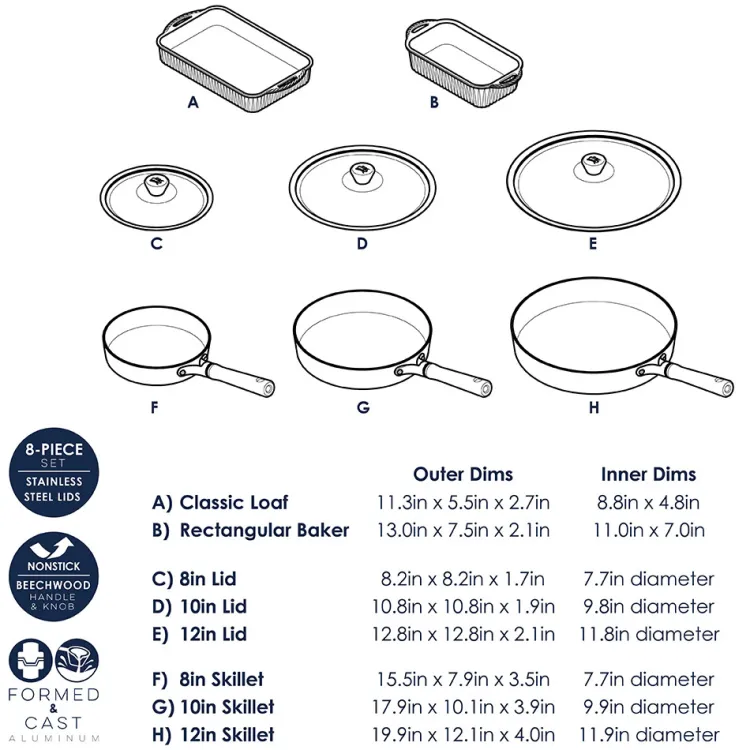 Cardamom® 8 Piece Bakeware & Cookware Set