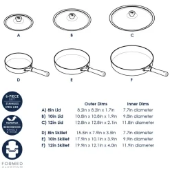 Cardamom® 6 Piece Nonstick Frying Pan Set with Lids