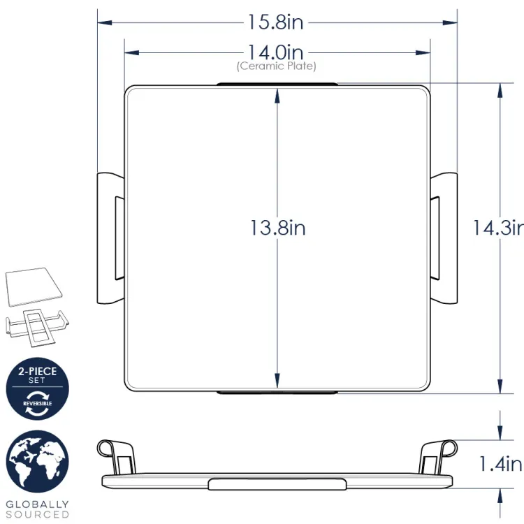 Deluxe Square Pizza Stone with Rack