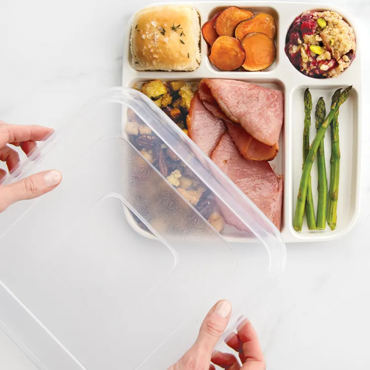 Divided Dinner Tray with Lid