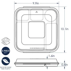 Divided Dinner Tray with Lid