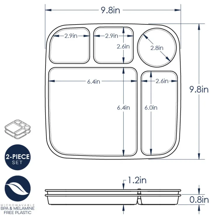 Divided Meal Tray - Set of 2
