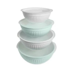 8 Piece Covered Bowl Set - Sea Glass Multi