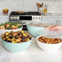 8 Piece Covered Bowl Set - Sea Glass Multi