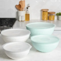 8 Piece Covered Bowl Set - Sea Glass Multi