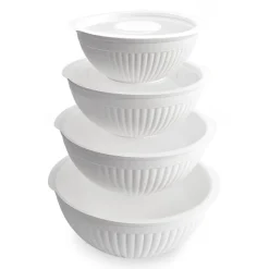 8 Piece Covered Bowl Set, White