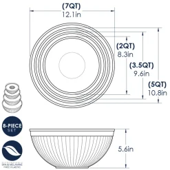 8 Piece Covered Bowl Set, White