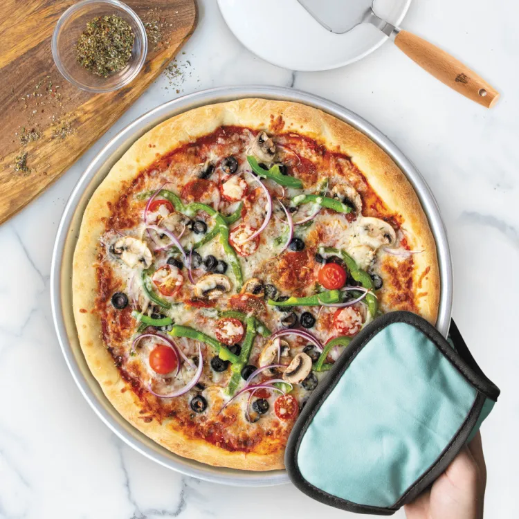 3-Piece Naturals® 14" Deep Dish Pizza Pan Set with Server & Hot Pad