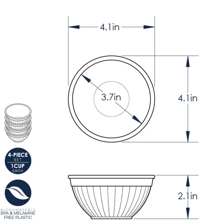 4 Piece Prep & Serve Mini Bowl Set - White