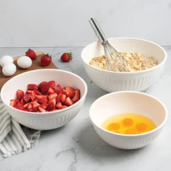 3 Piece Prep & Serve Mixing Bowl Set, White