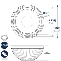 3 Piece Prep & Serve Mixing Bowl Set, White