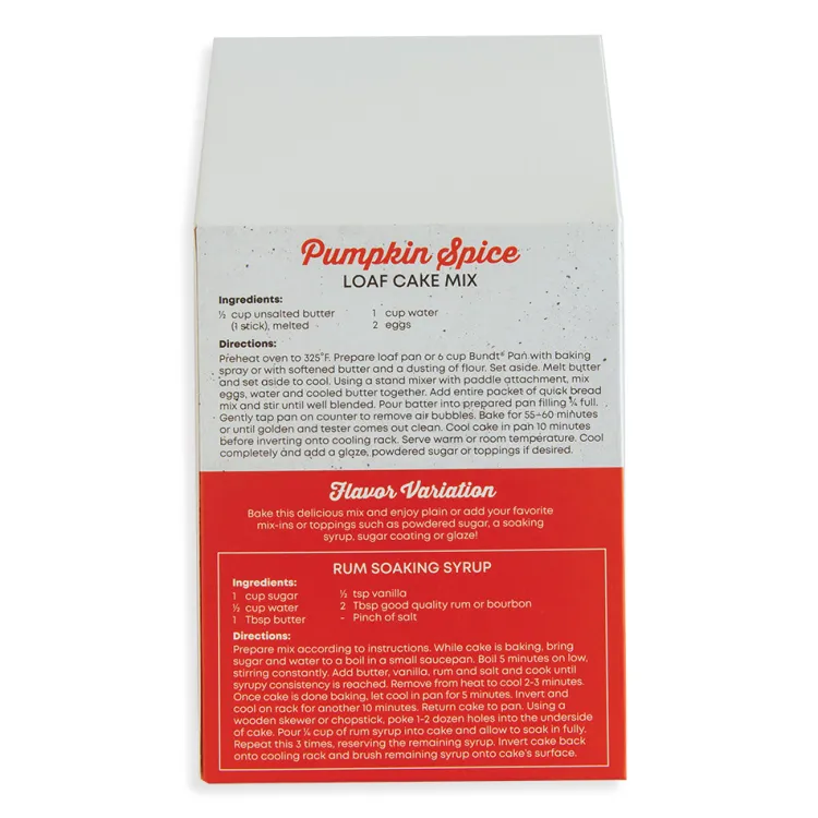 Pumpkin Spice Loaf Cake Mix