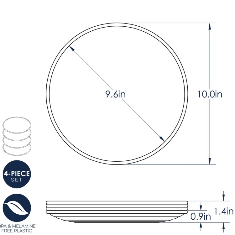 Set of 4 Microwave Safe Picnic Plates