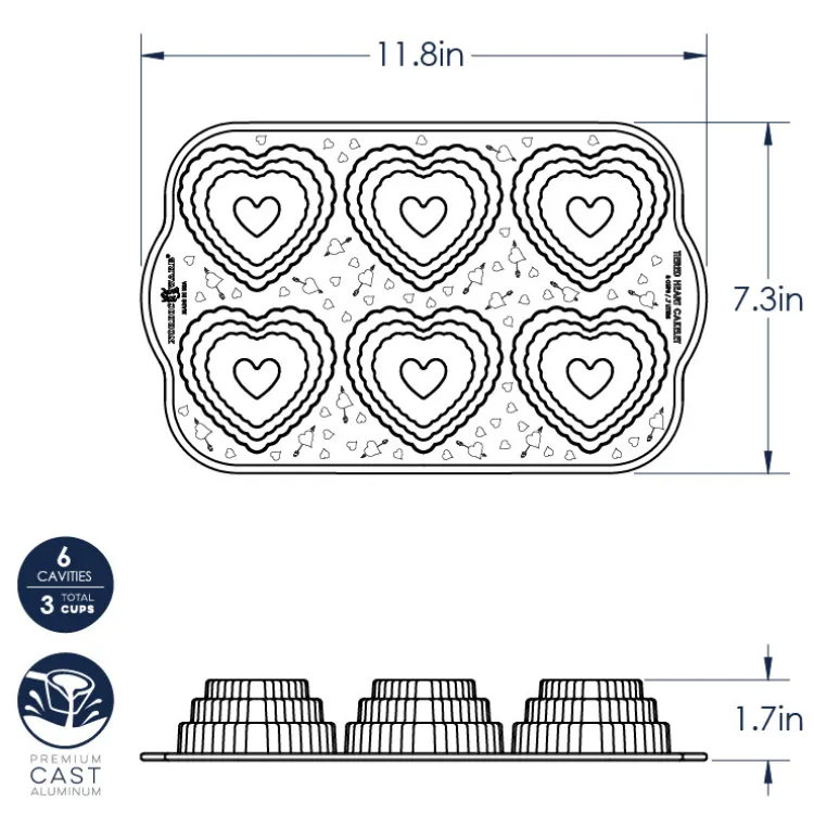 Tiered Heart Cakelet Pan with Double Chocolate Mix